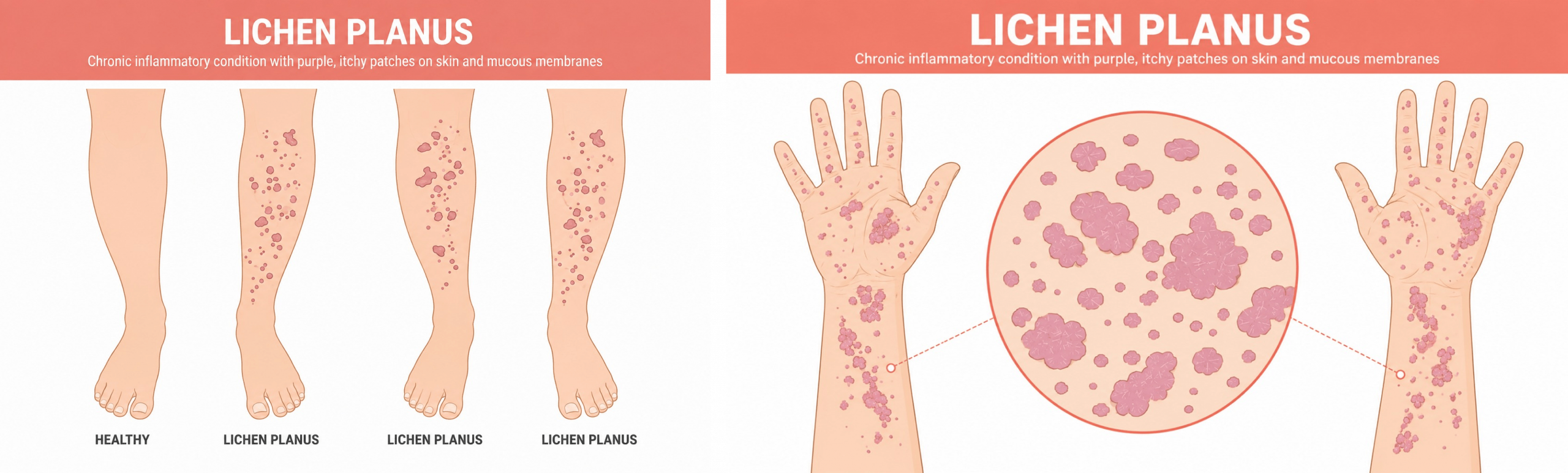 Can lichen planus affect areas